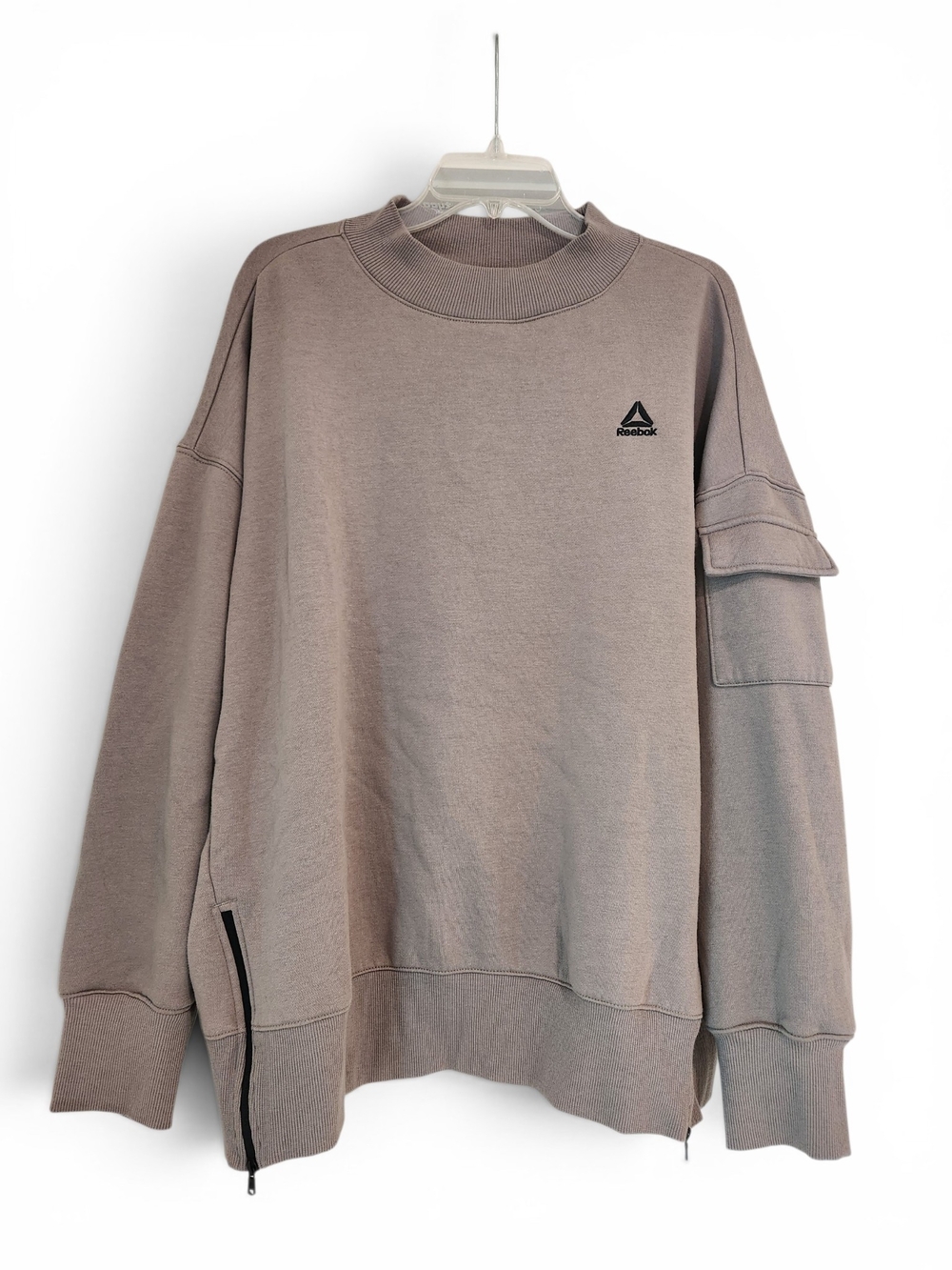 Reebok Neutral Taupe Crewneck Sweatshirt with Logo